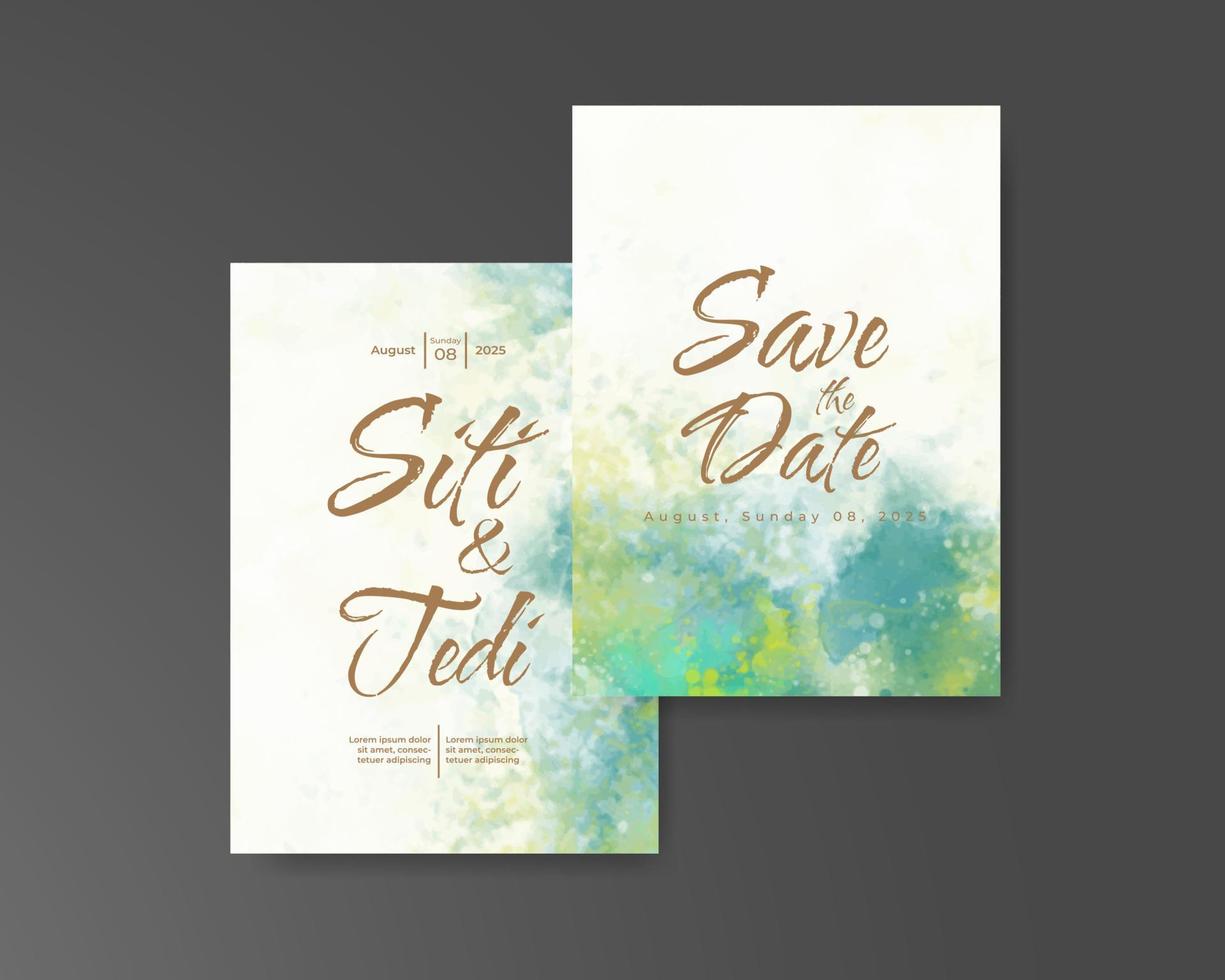 Wedding invitation with abstract watercolor background vector