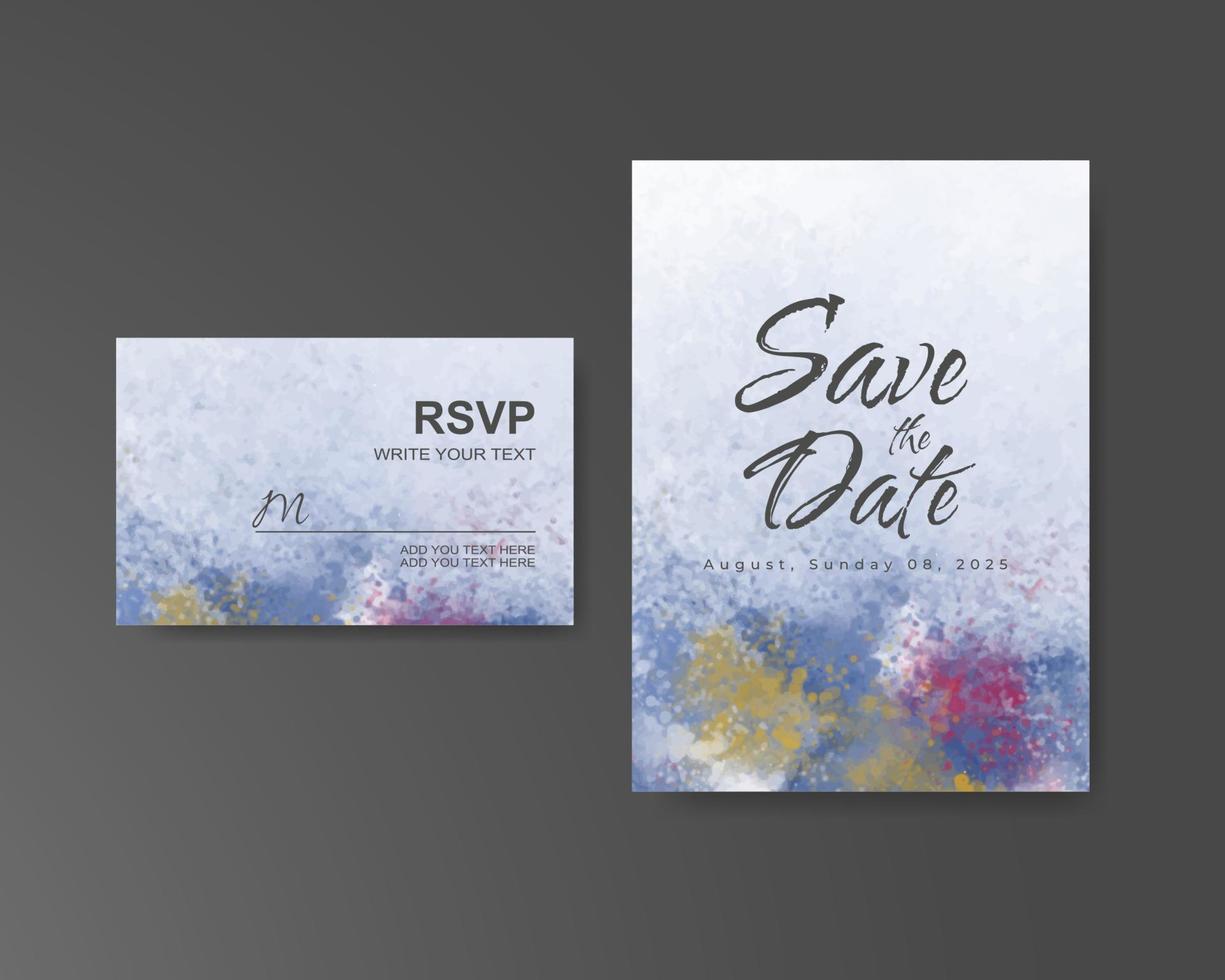 Wedding invitation with abstract watercolor background vector