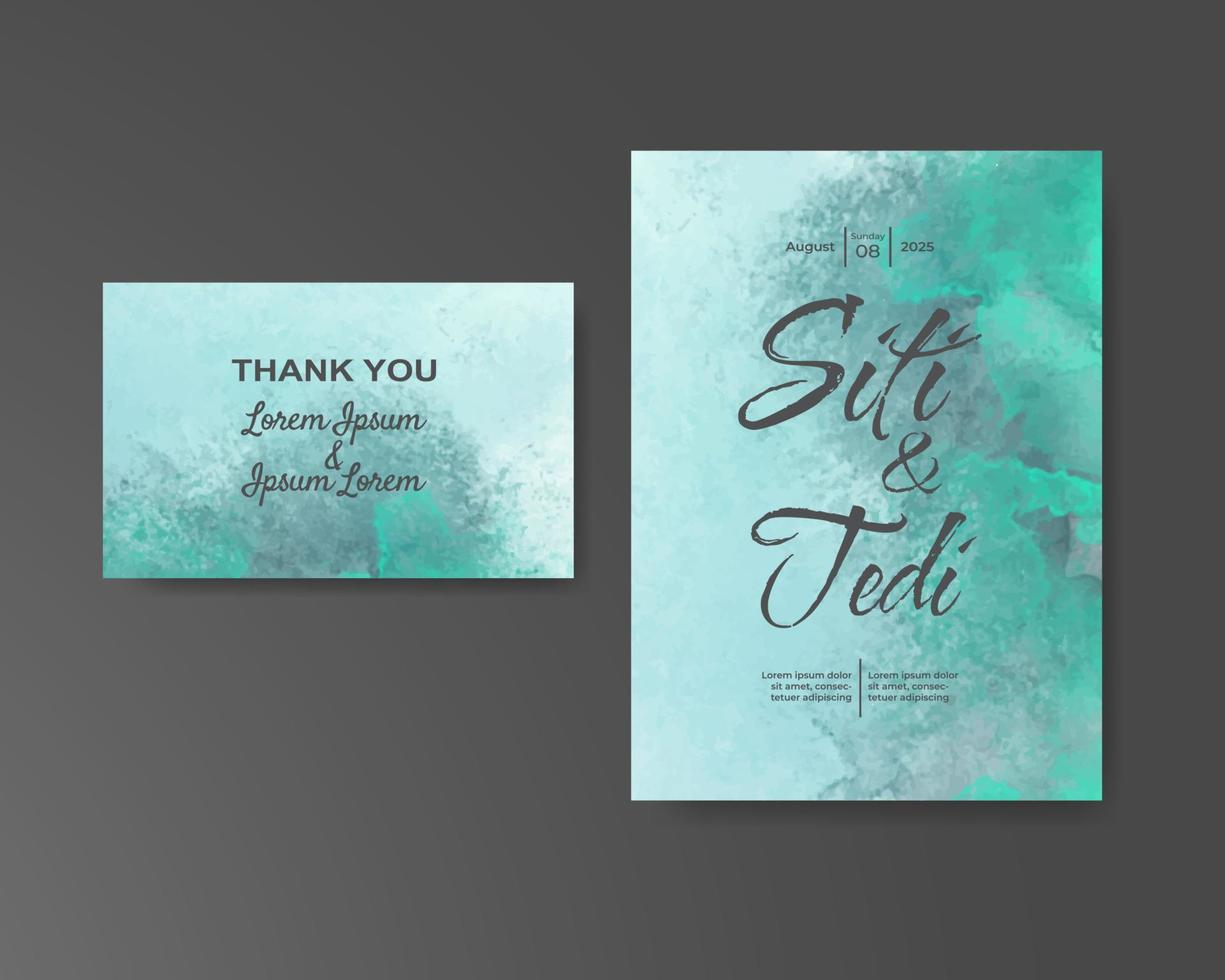 Wedding invitation with abstract watercolor background vector