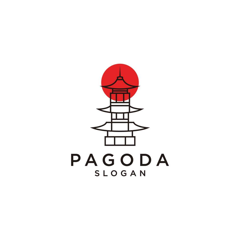 Pagoda logo icon design template flat vector