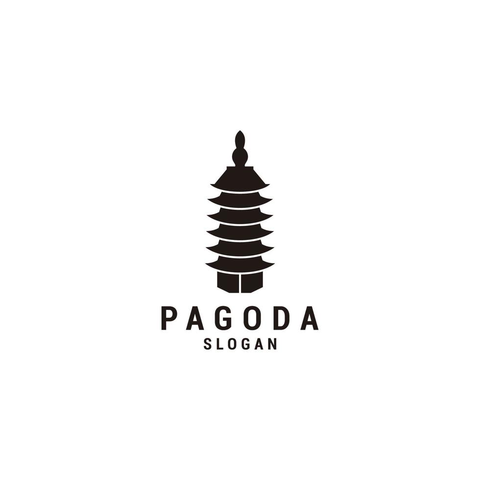 plantilla de diseño de icono de logotipo de pagoda plana vector