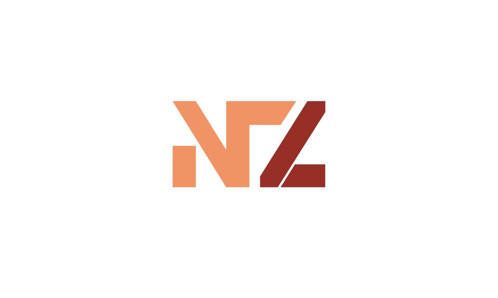alfabeto letras iniciales monograma logo nz, zn, n y z vector