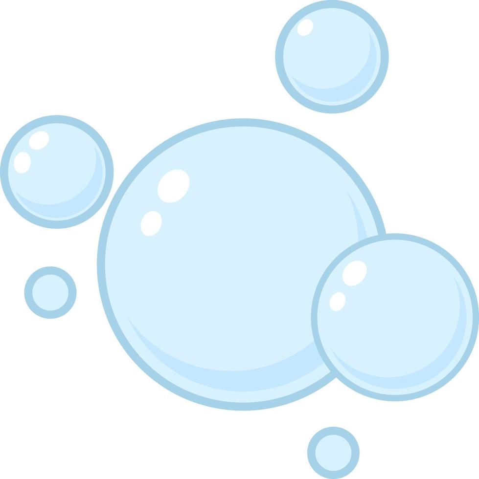 Blue flat air bubbles. Soap bubbles, outline water boiling icons, foam circles effervescent compositions, cleaning signs. Cleaning detergent, shower gel or shampoo vector