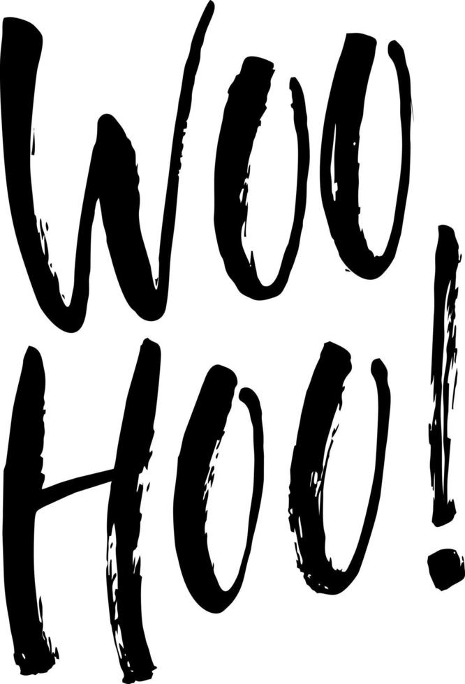 Woohoo Sticker for social media post. Ink brush pen hand drawn phrase lettering design. Bubble pop art comic doodle cartoon style vector