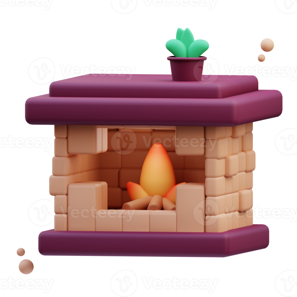 3d Illustration fireplace can be used for web, app, info graphic, etc png