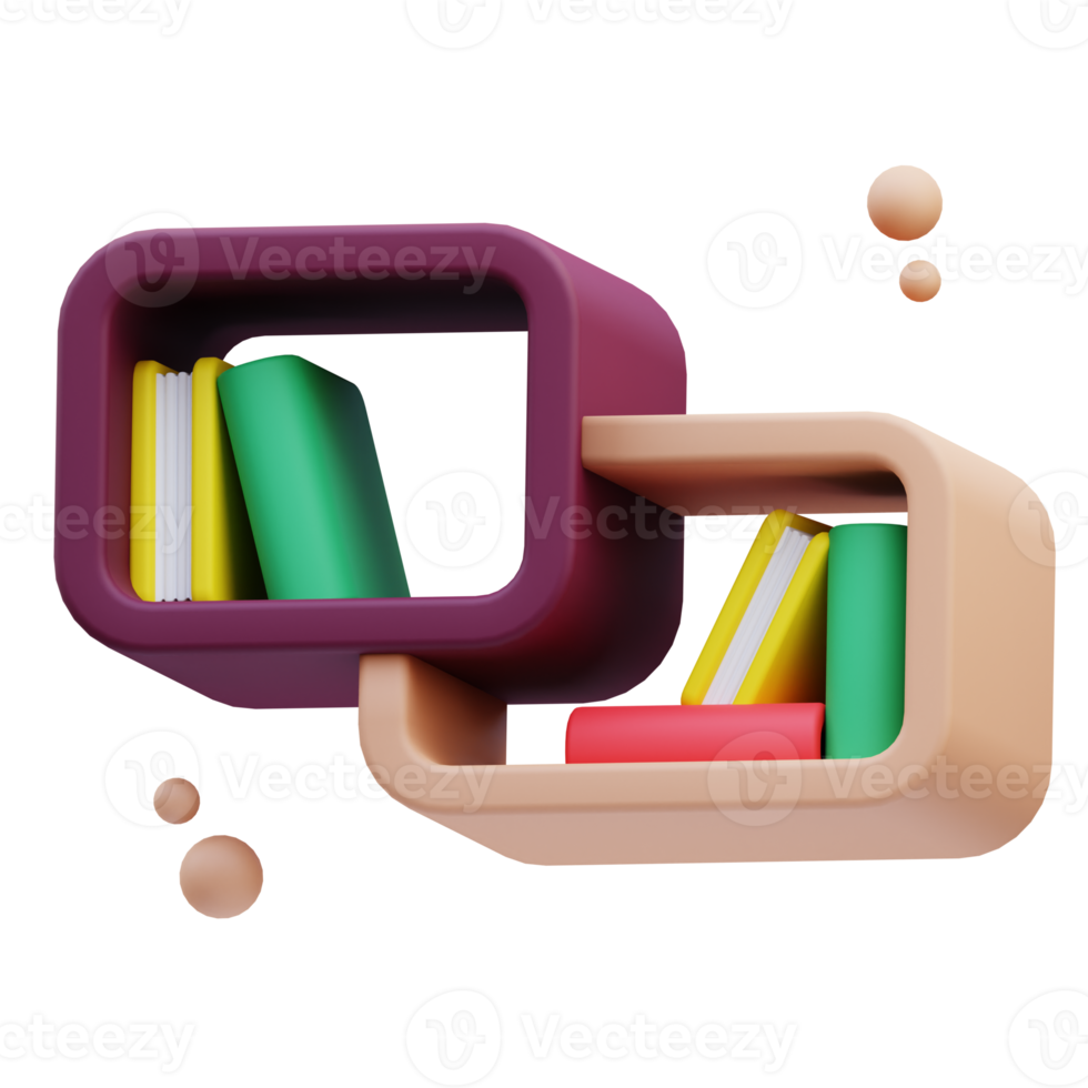 3d Illustration bookshelf can be used for web, app, info graphic, etc png