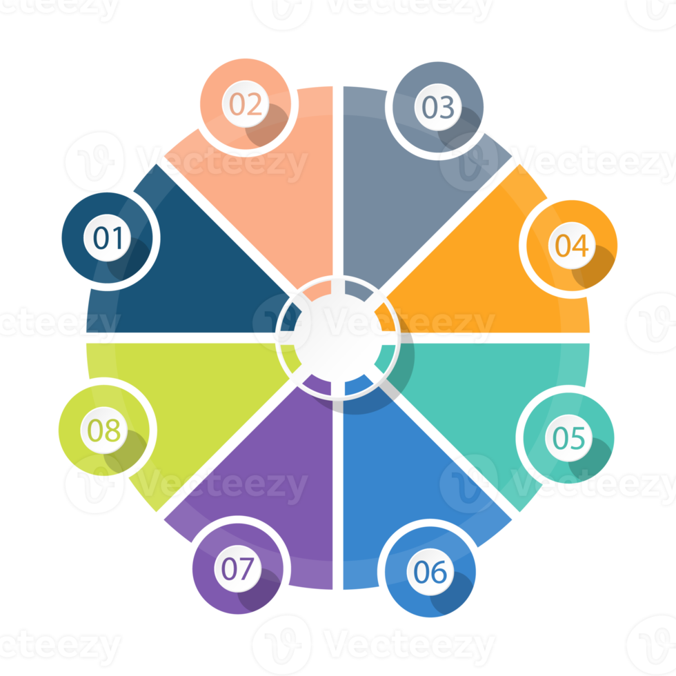 Infographic with 8 steps, process or options. png