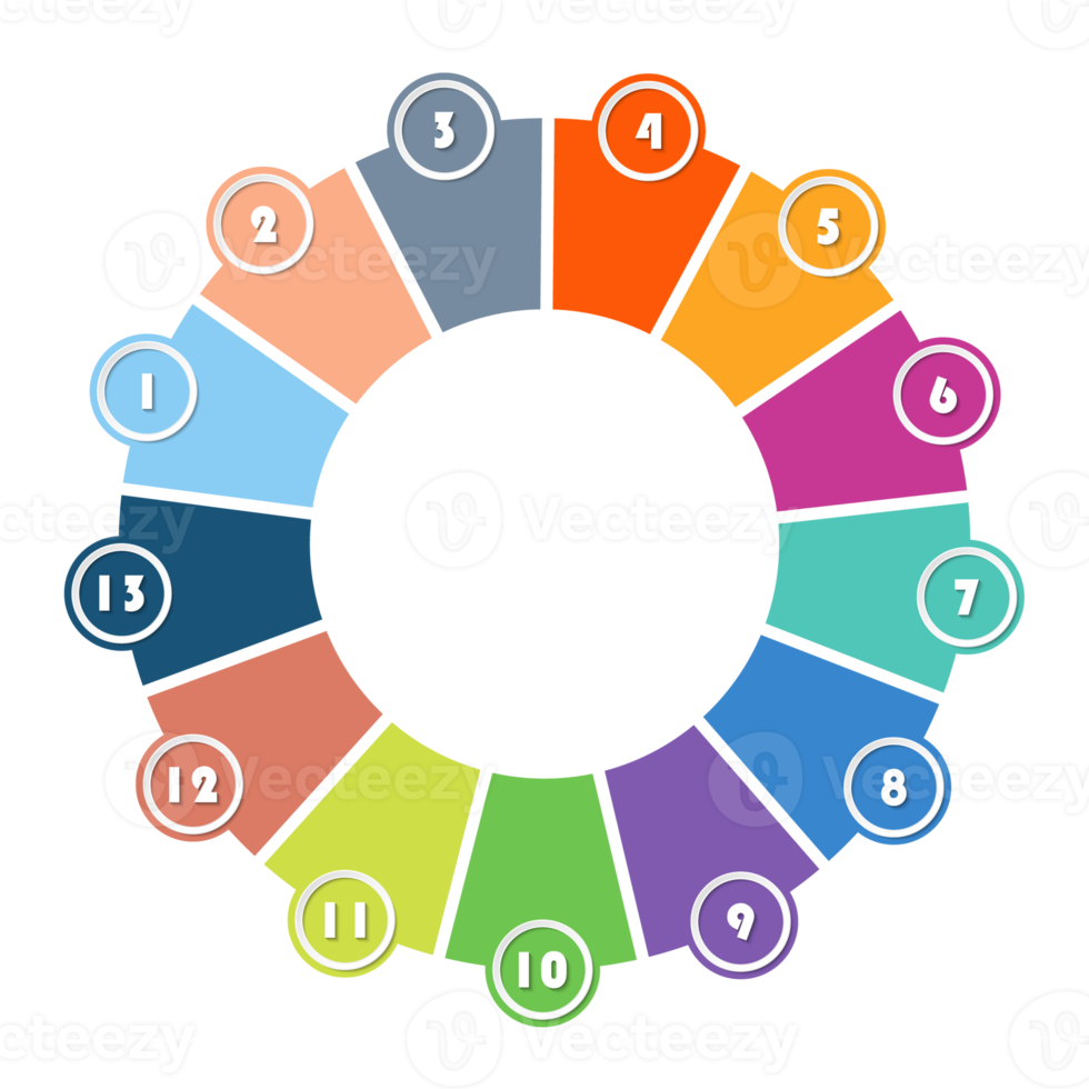 Infographic with 13 steps, process or options. png