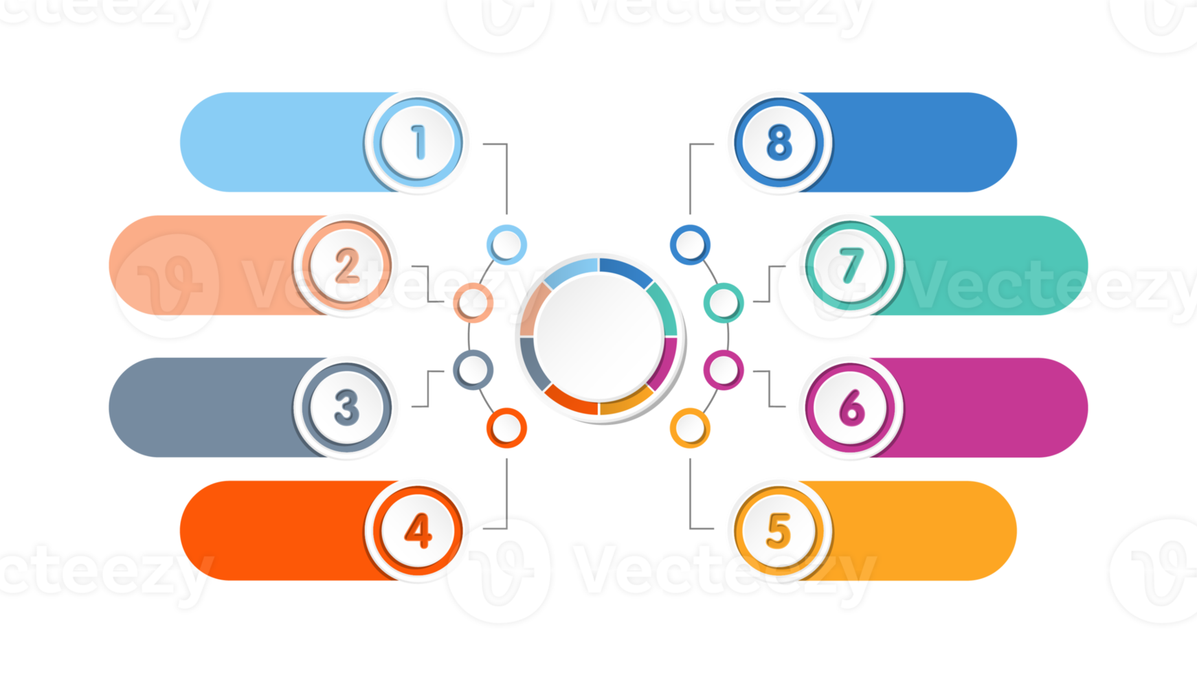 Infografica con 8 passi, processi o opzioni. png