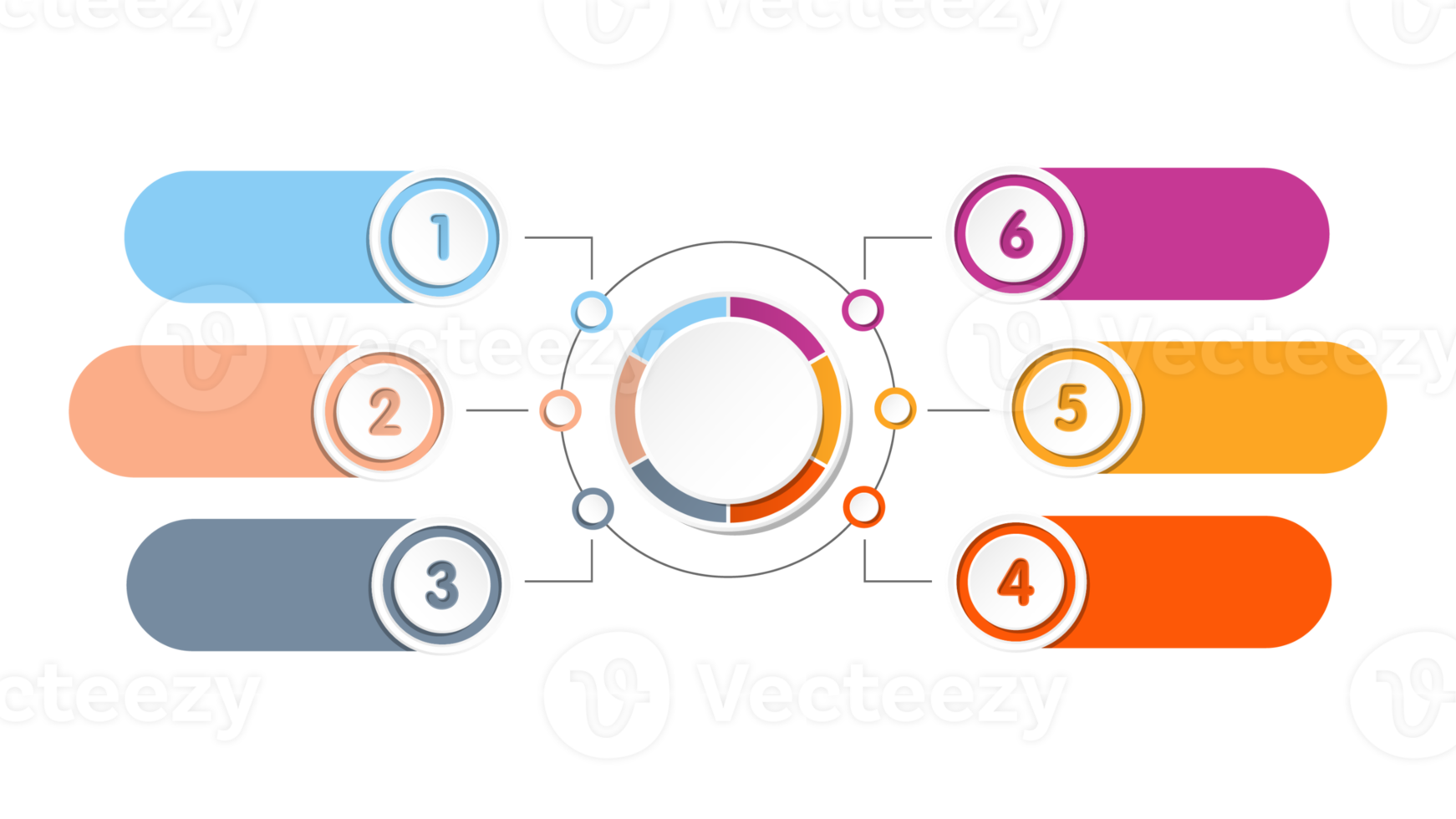 Infografik mit 6 Schritten, Prozess oder Optionen. png