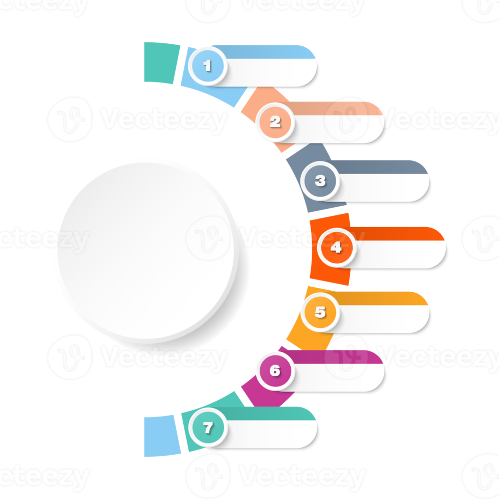 Infographic with 7 steps, process or options. png