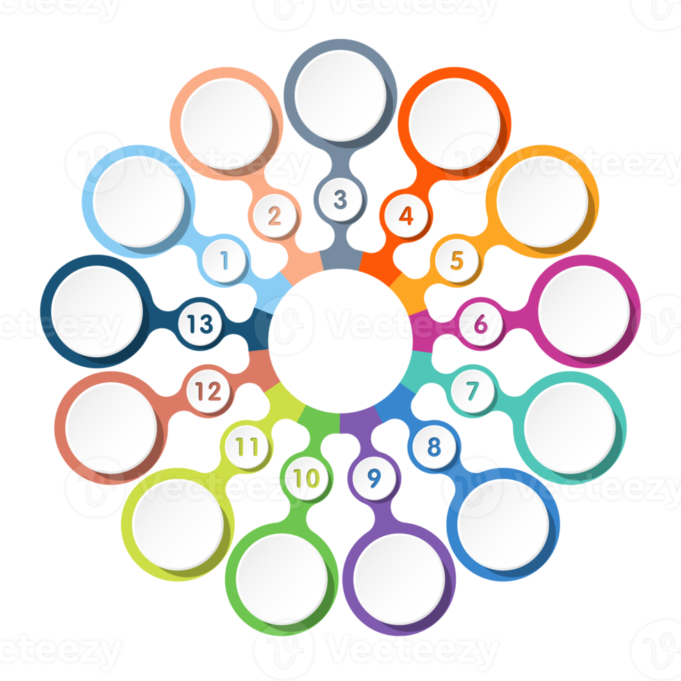 Infographic with 13 steps, process or options. png