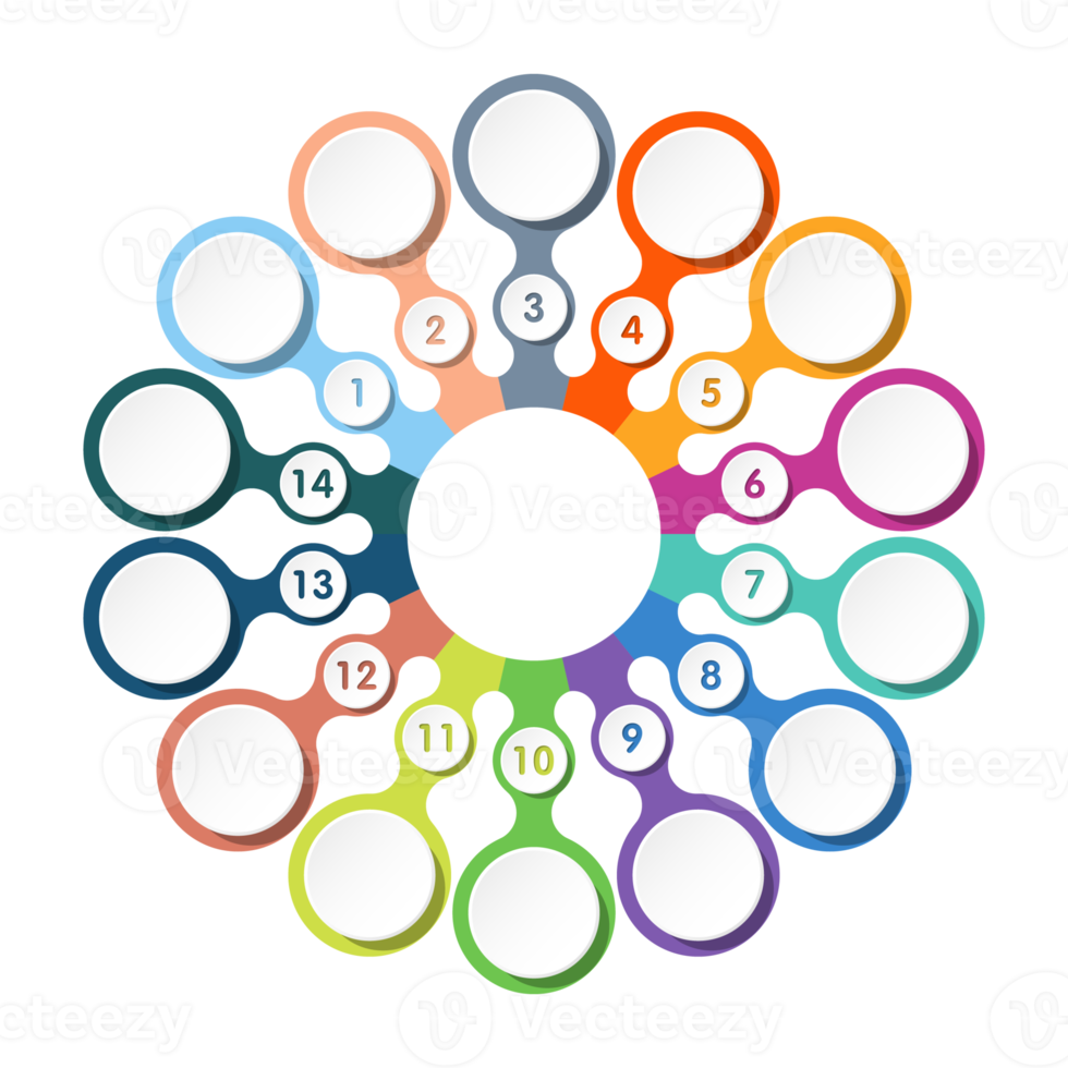 Infographic with 14 steps, process or options. png