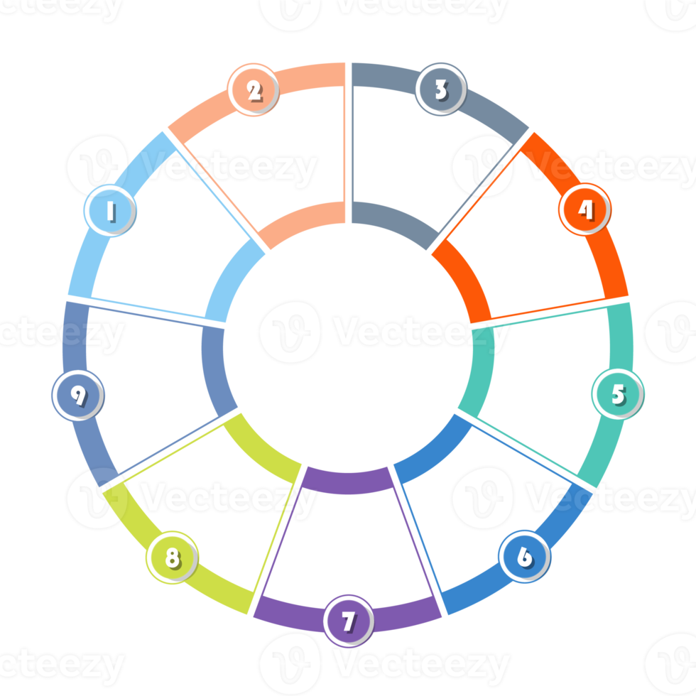 Infographic with 9 steps, process or options. png