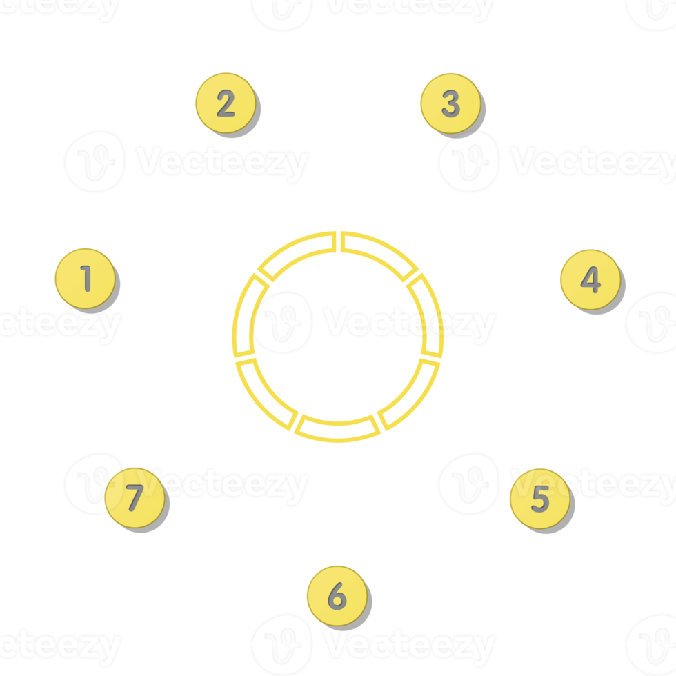 Infographic with 7 steps, process or options. png
