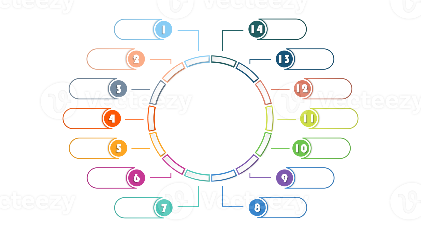 Infografica con 14 passi, processi o opzioni. png