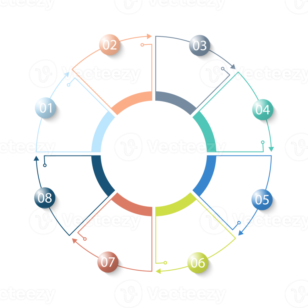 Infographic with 8 steps, process or options. png