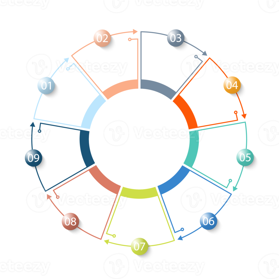 Infographic with 9 steps, process or options. png