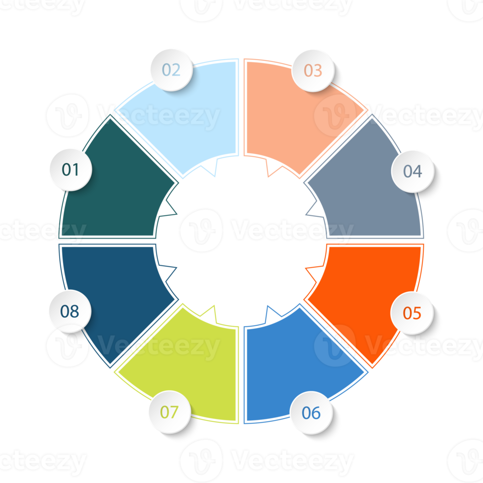 Infografica con 8 passi, processi o opzioni. png