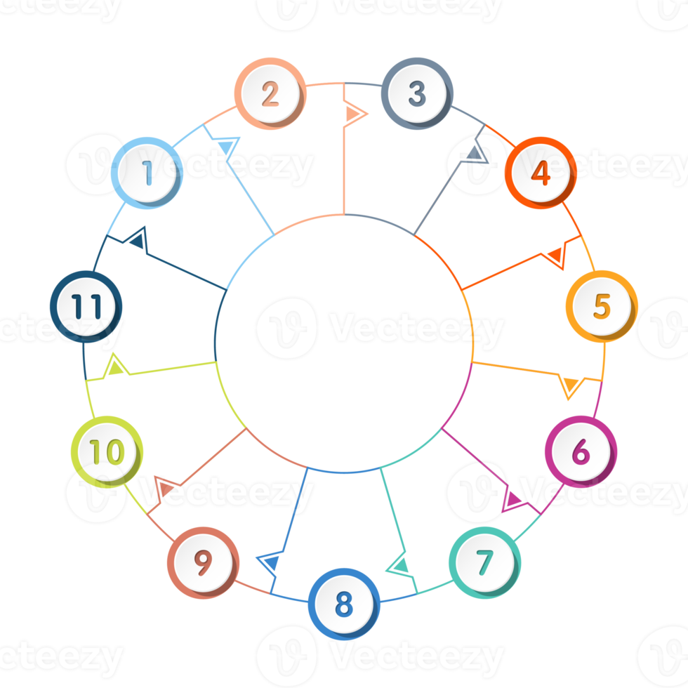 Infographic with 11 steps, process or options. png