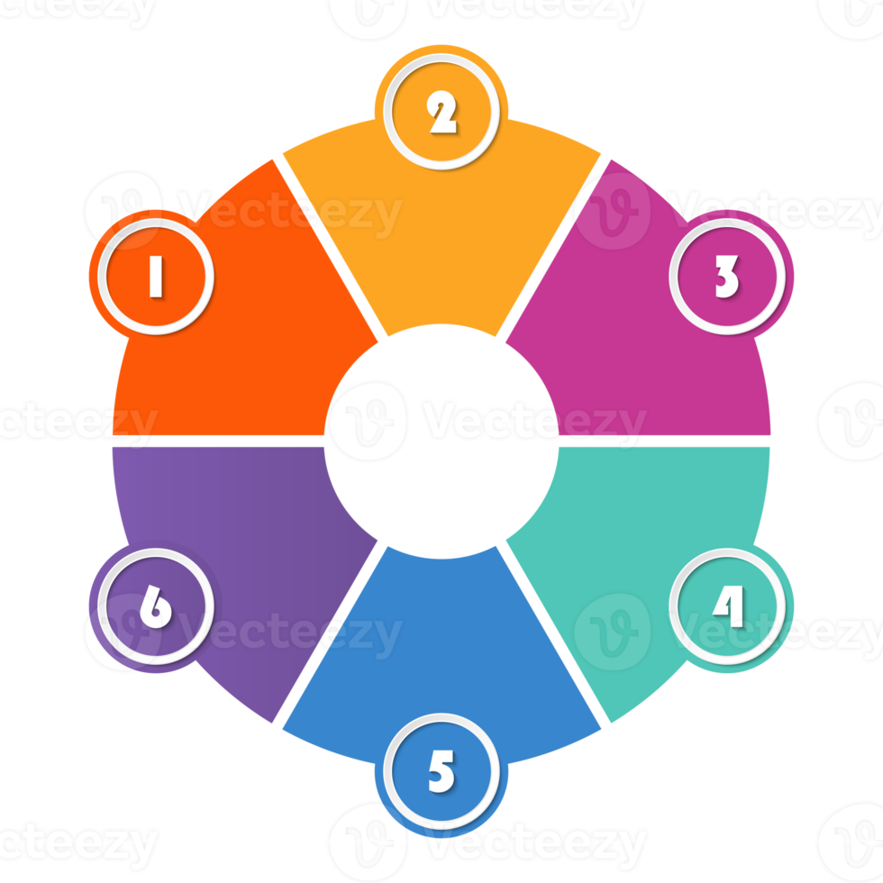 Infografica con 6 passi, processi o opzioni. png