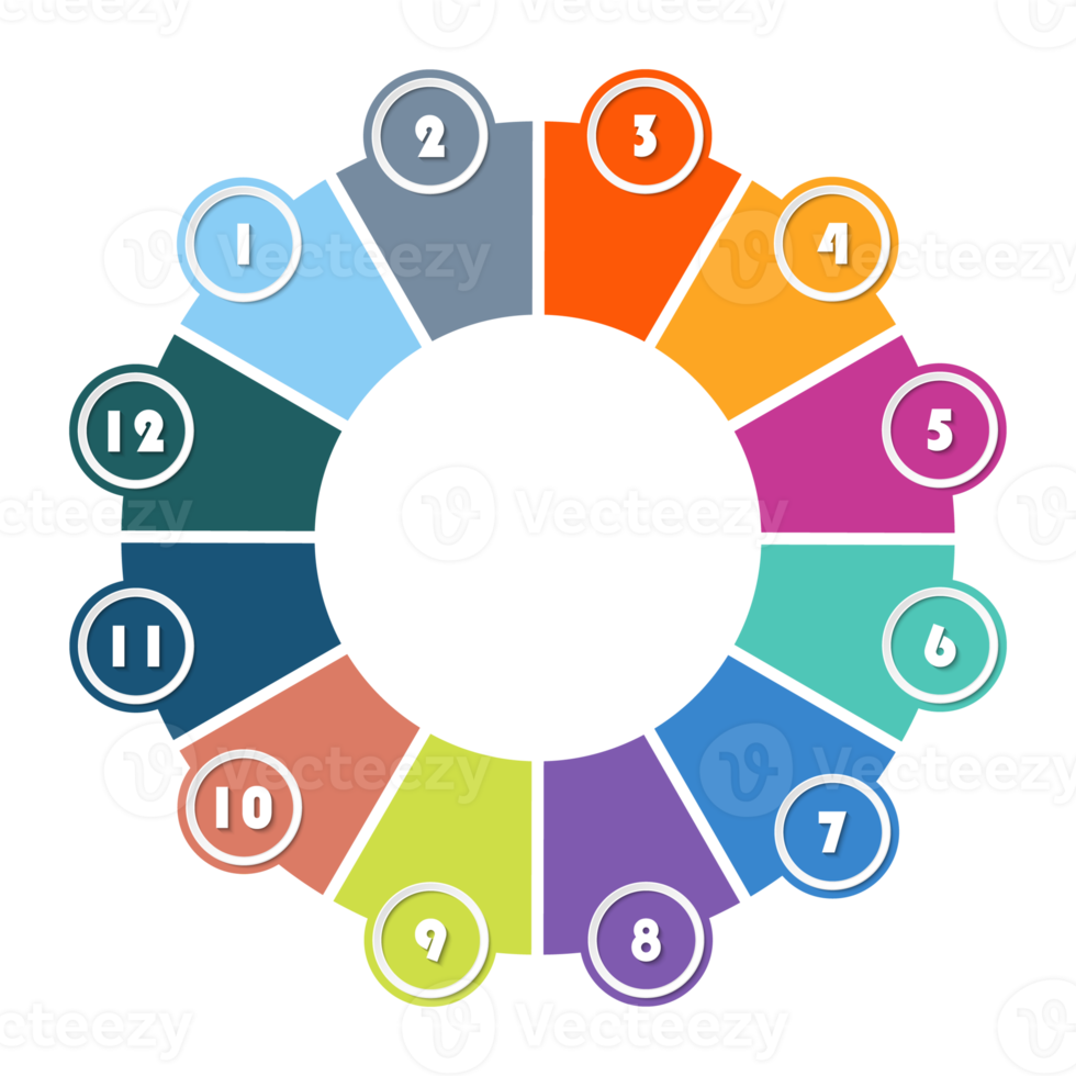 Infographic with 12 steps, process or options. 18982248 PNG