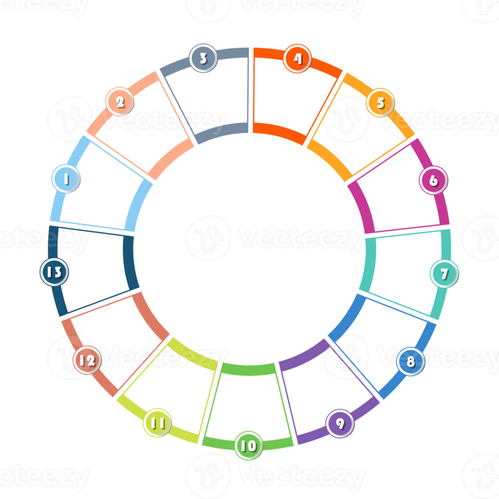 Infographic with 13 steps, process or options. png