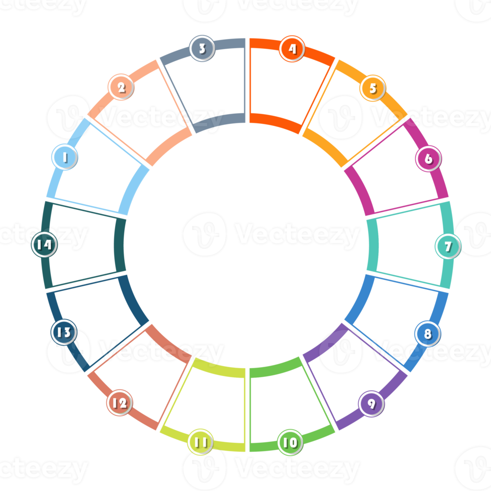 Infographic with 14 steps, process or options. png