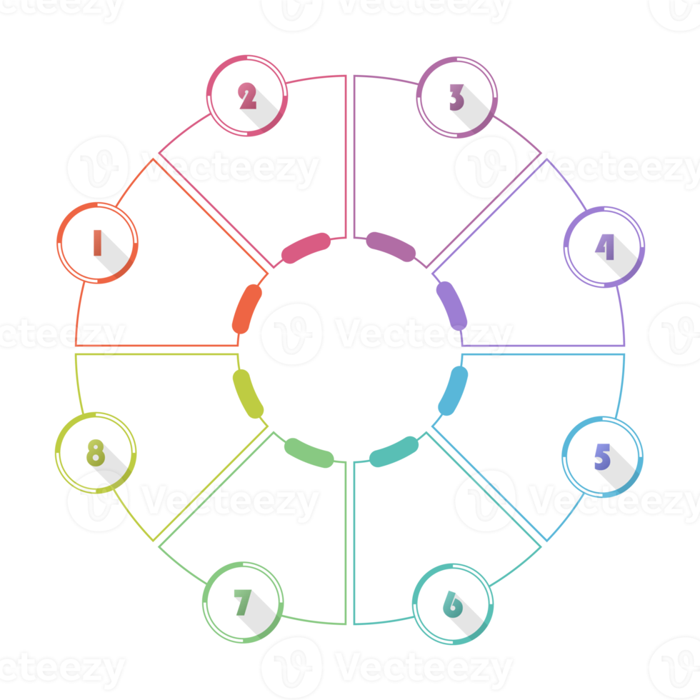 Infographic with 8 steps, process or options. png