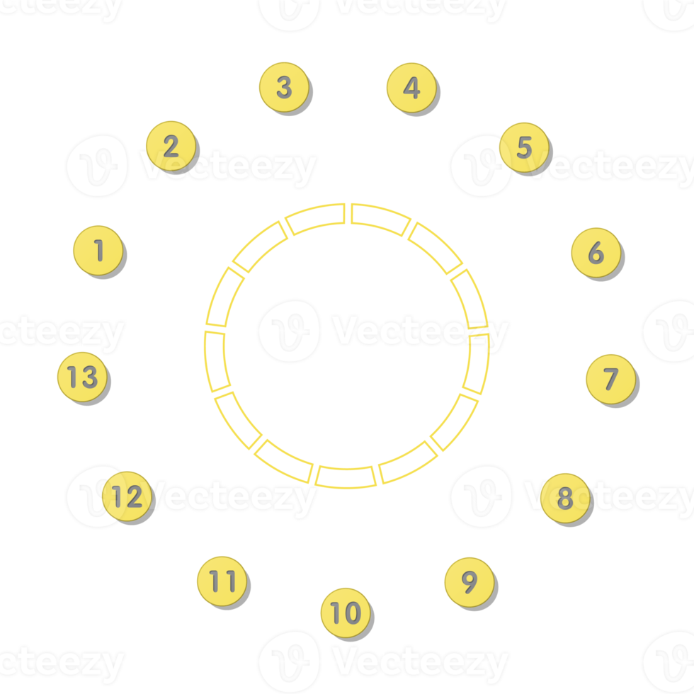 Infografik mit 13 Schritten, Prozess oder Optionen. png