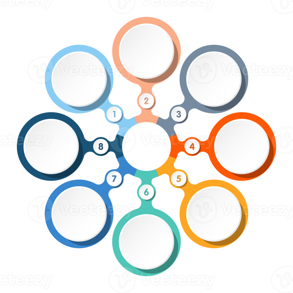Infographic with 8 steps, process or options. png