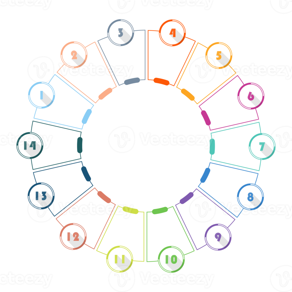 Infographic with 14 steps, process or options. png