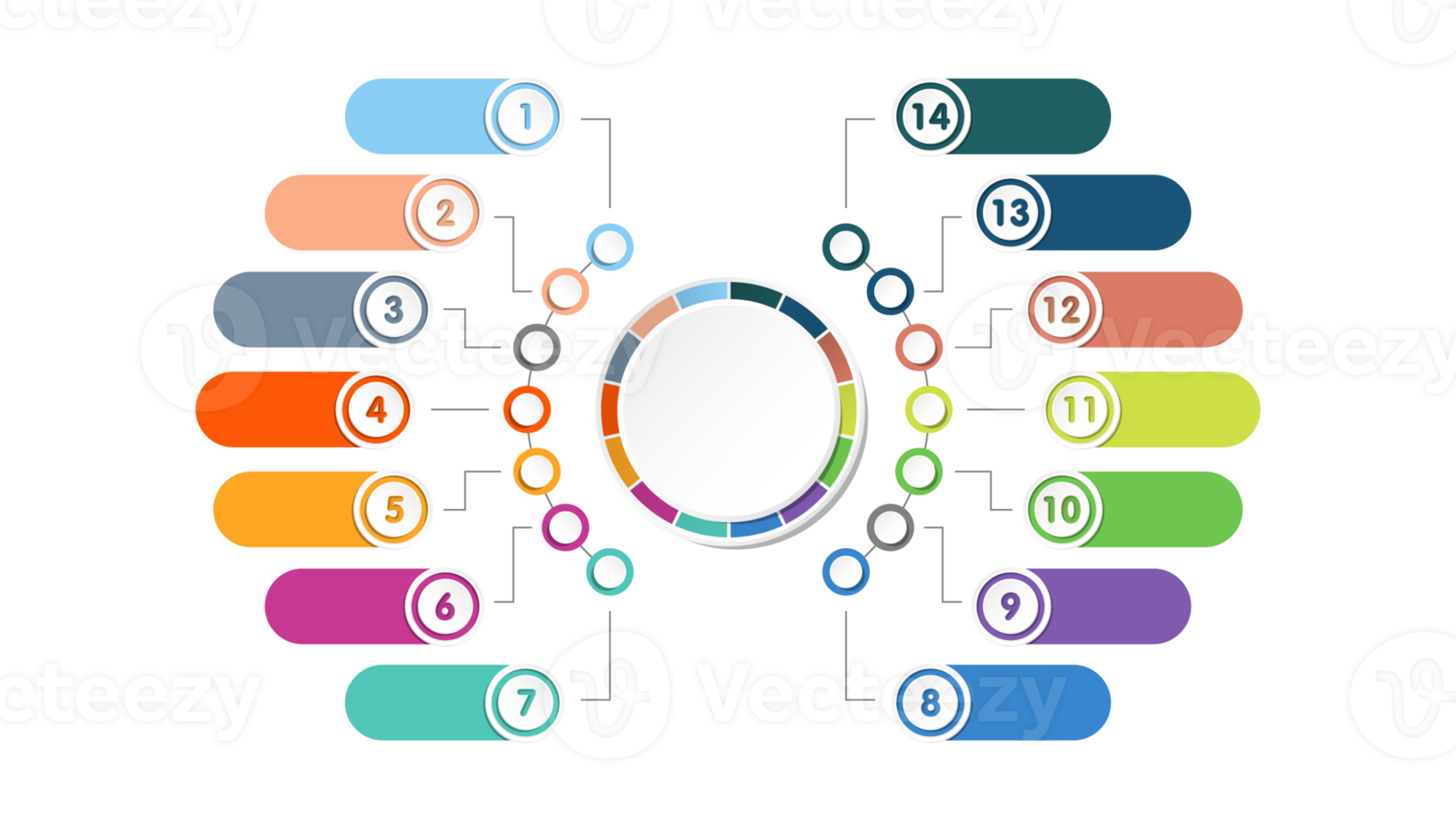 Infographic with 14 steps, process or options. png