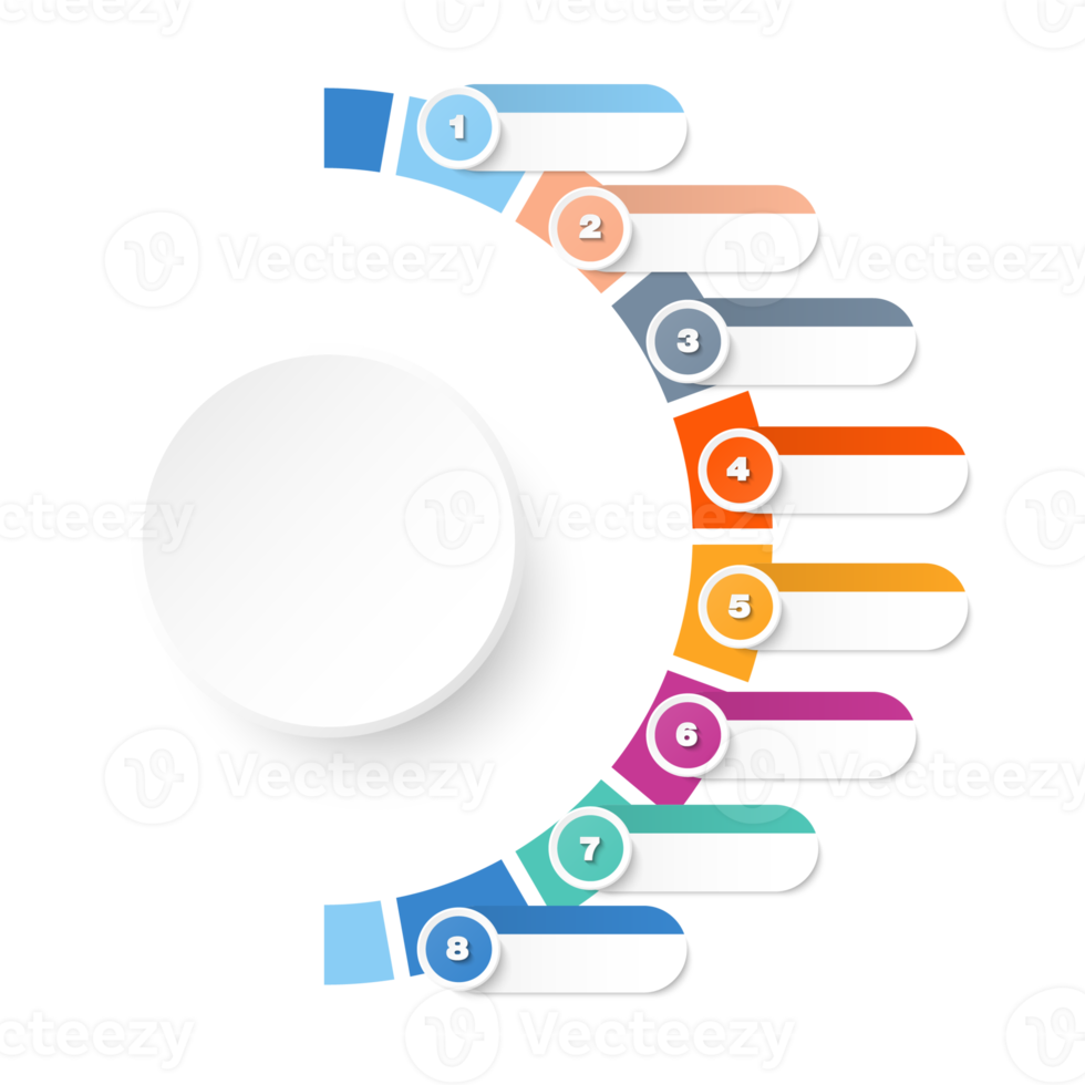 Infographic with 8 steps, process or options. png