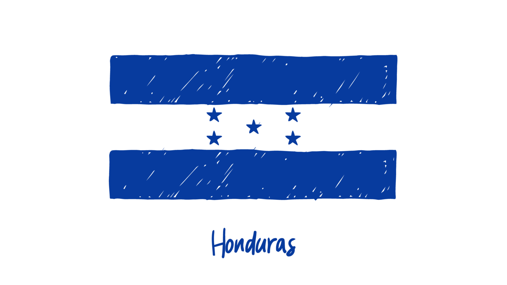 ilustração de esboço de cor de lápis de bandeira de país nacional de honduras com fundo transparente png