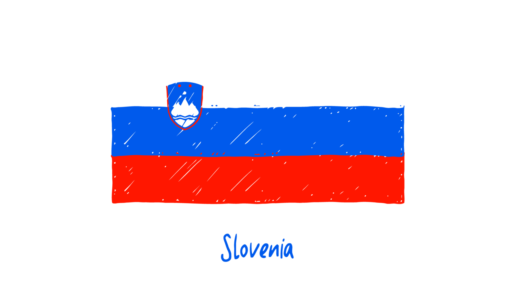 Slovenia National Country Flag Pencil Color Sketch Illustration with Transparent Background png