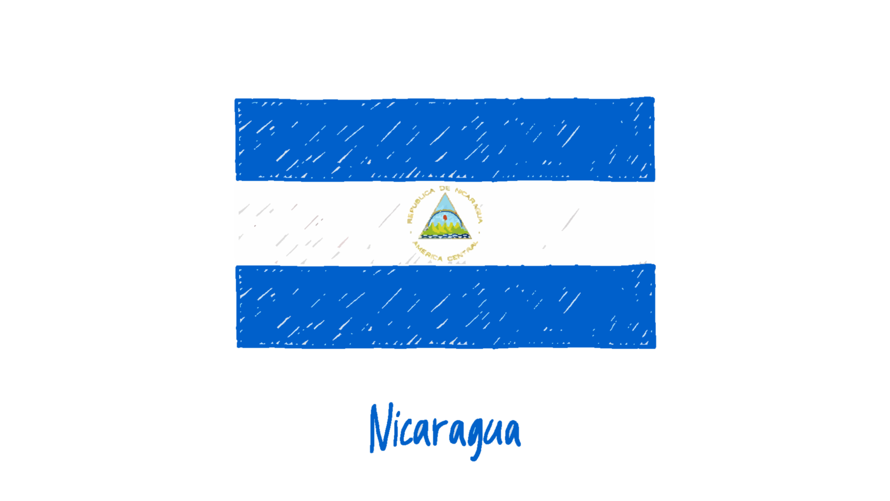 Nicaragua National Flag Pencil Color Sketch with Transparent Background png
