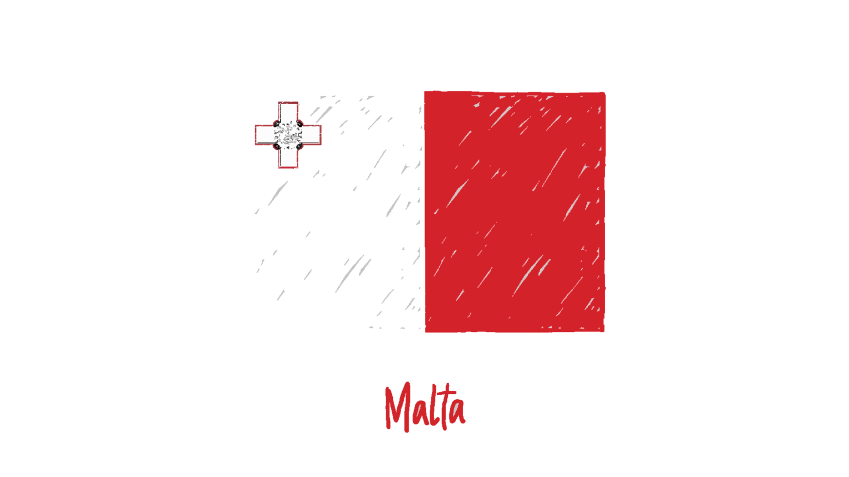 Malta National Flag Pencil Color Sketch with Transparent Background png