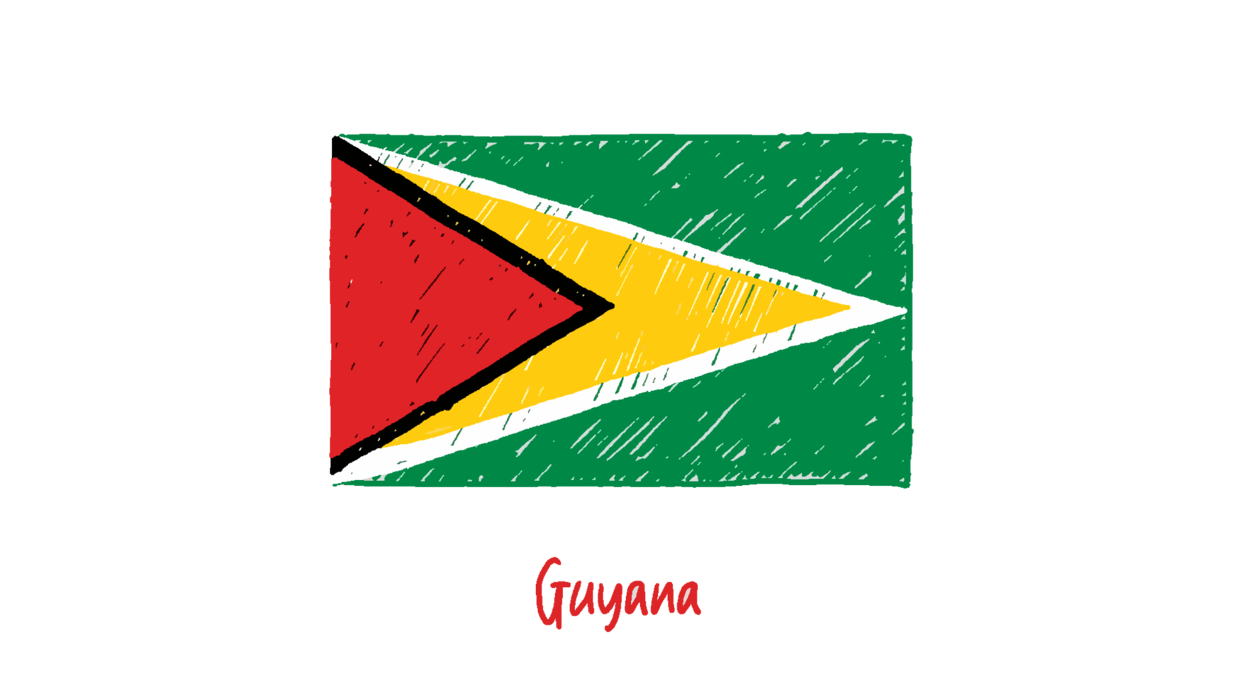 guyana nationell flagga penna Färg skiss med transparent bakgrund png