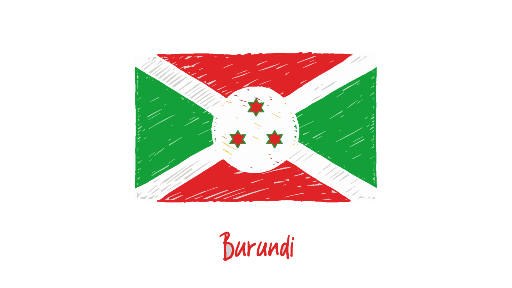 Burundi National Flag Pencil Color Sketch with Transparent Background png