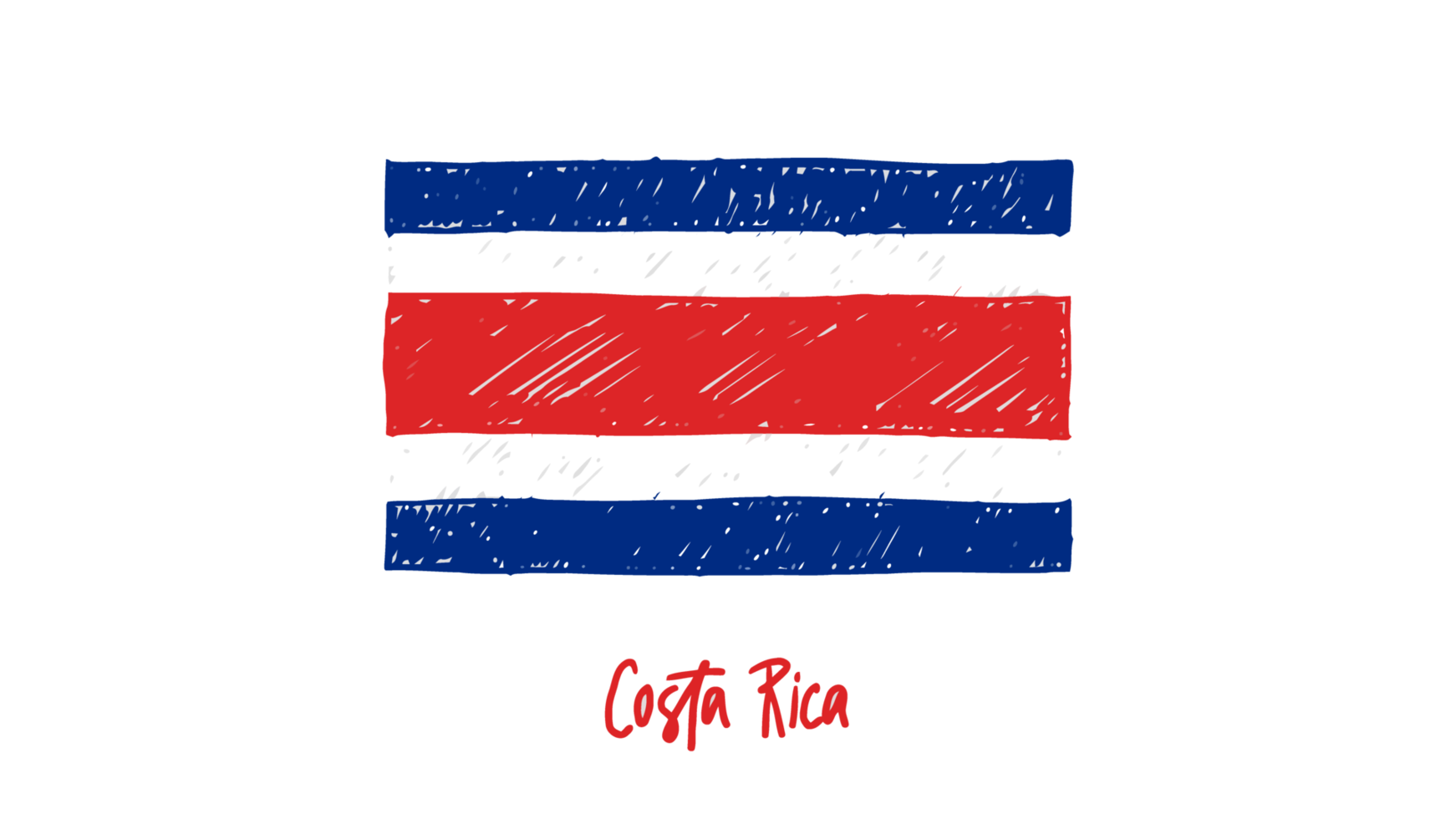 costa rica nationaal land vlag potlood kleur schetsen illustratie met transparant achtergrond png