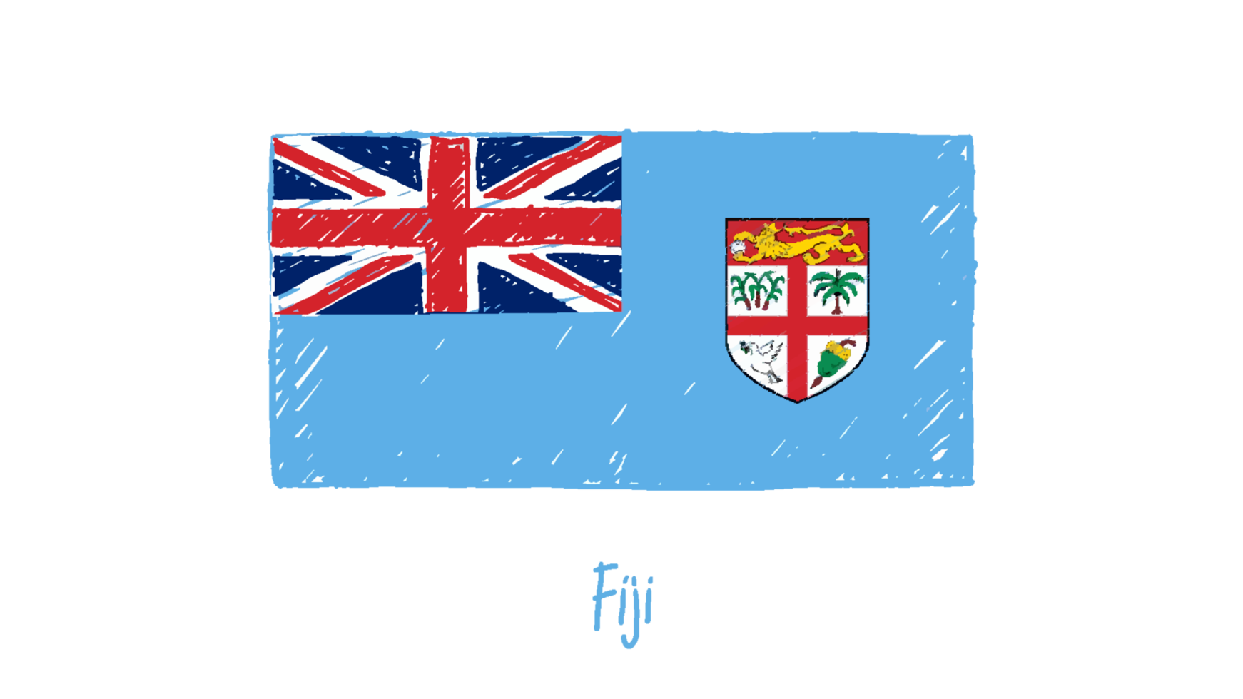 Fiji National Flag Pencil Color Sketch with Transparent Background png