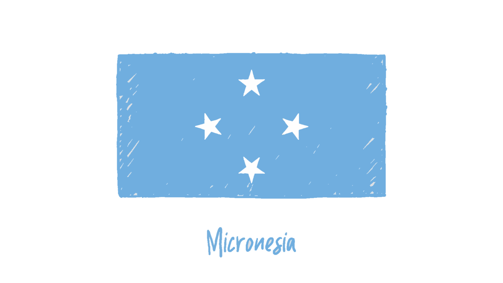 Micronesia National Flag Pencil Color Sketch with Transparent Background png