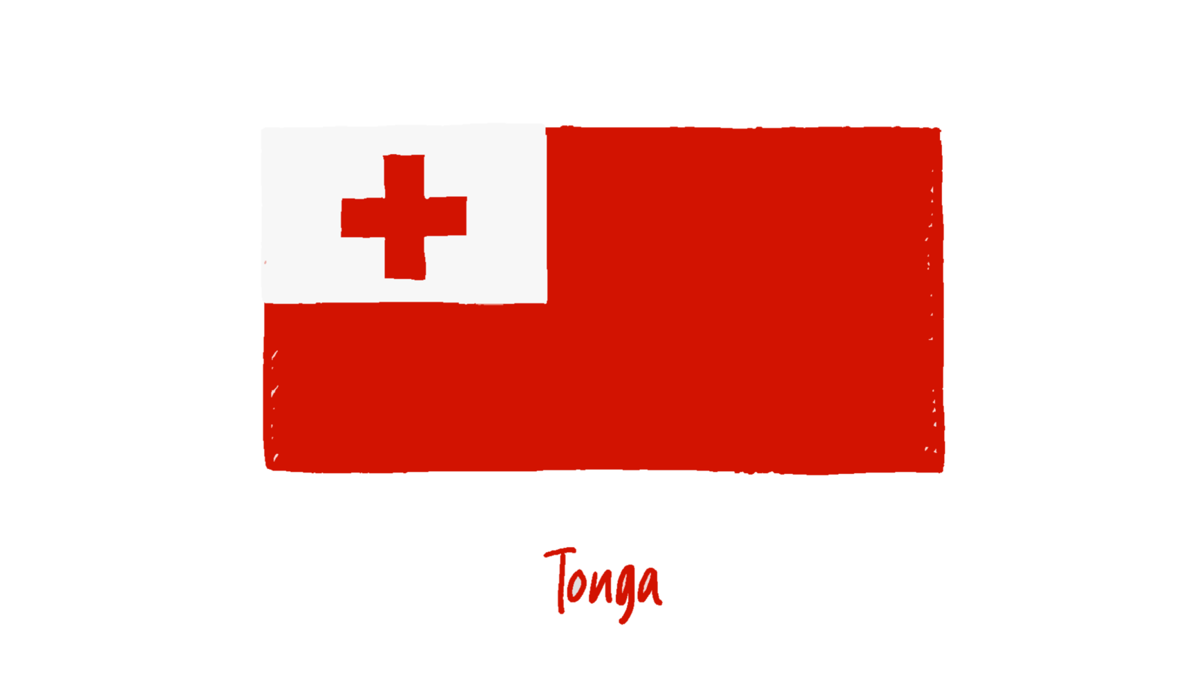 Tonga National Flag Pencil Color Sketch with Transparent Background png