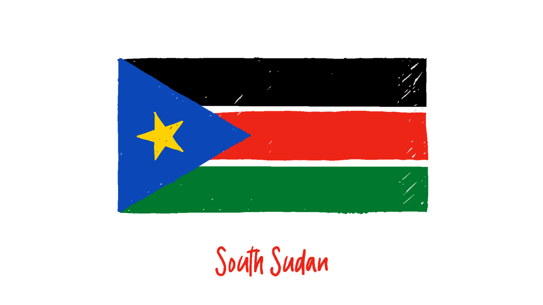 Sud Sudan nazionale bandiera matita colore schizzo con trasparente sfondo png