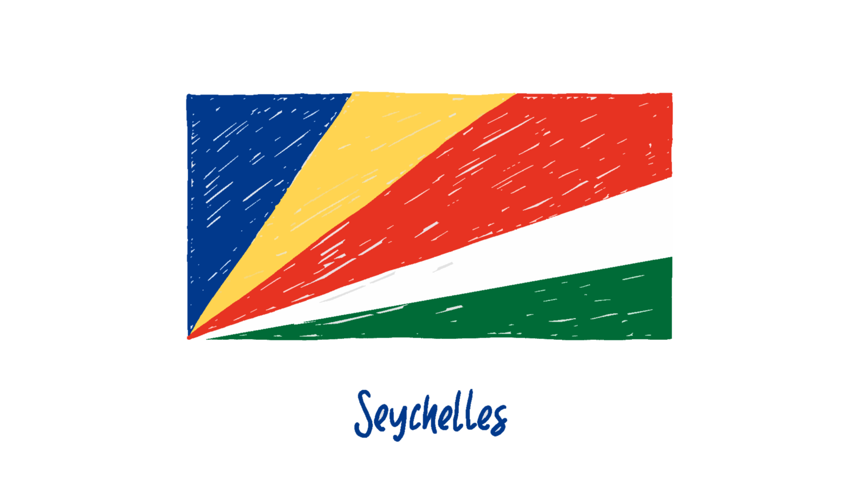 Seychelles National Flag Pencil Color Sketch with Transparent Background png