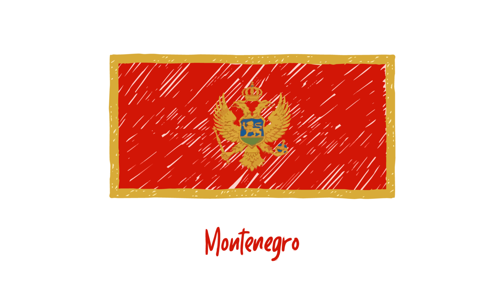 montenegro nazionale bandiera matita colore schizzo con trasparente sfondo png