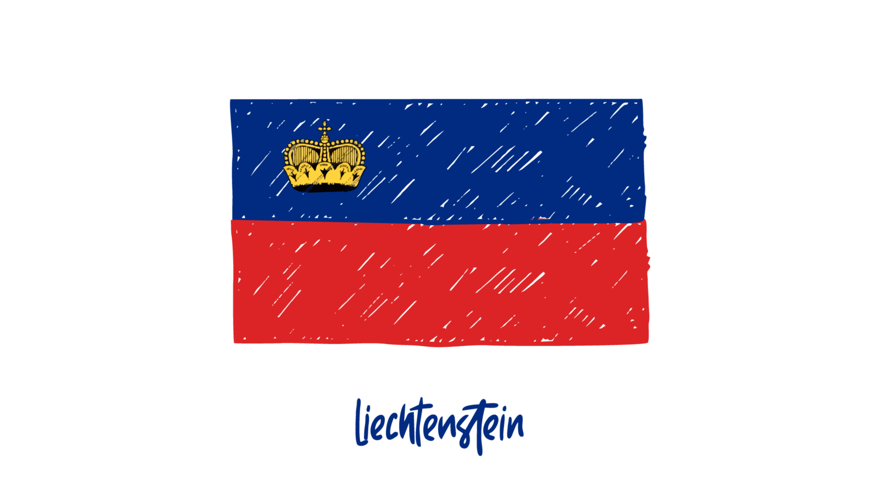 Liechtenstein nationaal vlag potlood kleur schetsen met transparant achtergrond png