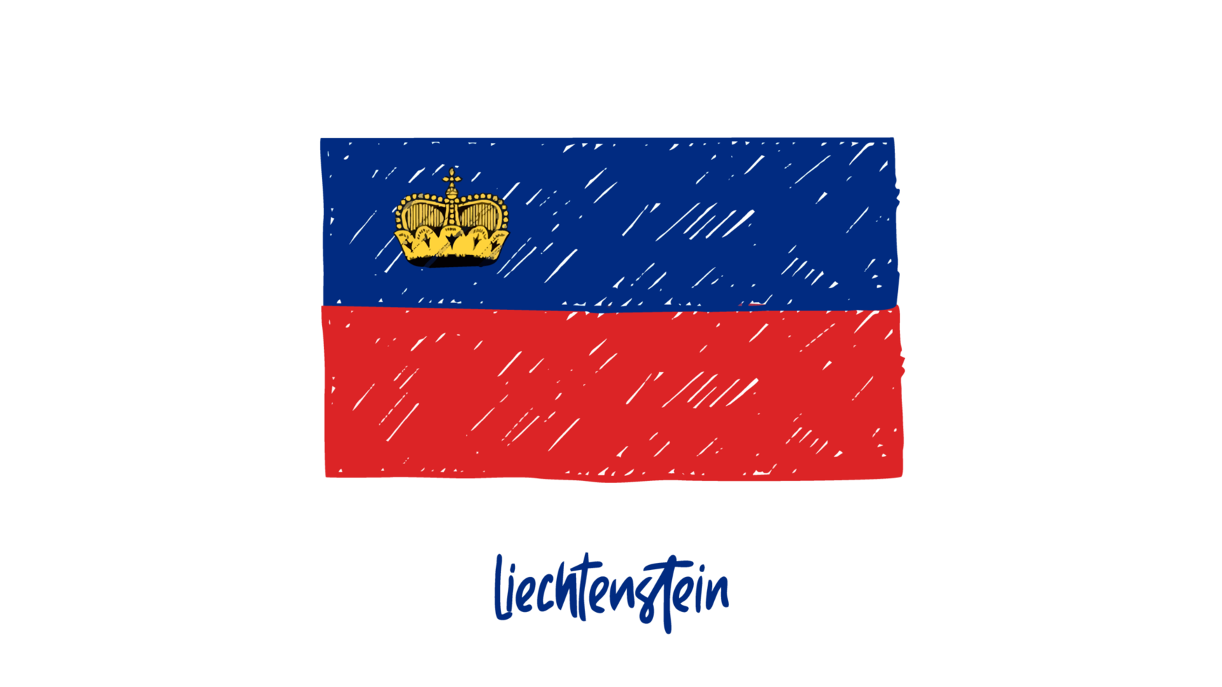 Liechtenstein National Flag Pencil Color Sketch with Transparent Background png