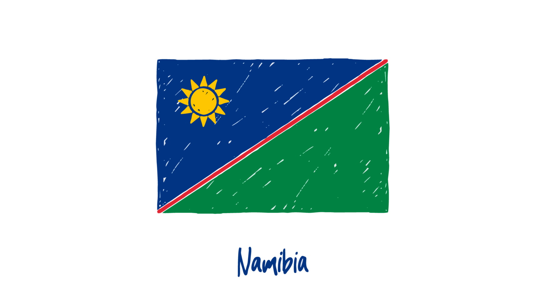 Namibia National Flag Pencil Color Sketch with Transparent Background png